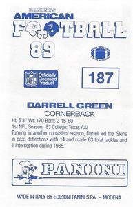 1989 Panini Stickers (UK) #187 Darrell Green Back