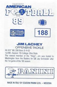 1989 Panini Stickers (UK) #188 Jim Lachey Back