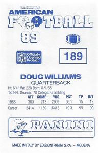 1989 Panini Stickers (UK) #189 Doug Williams Back