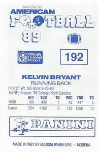 1989 Panini Stickers (UK) #192 Kelvin Bryant Back