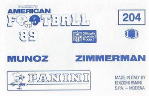 1989 Panini Stickers (UK) #204 Gary Zimmerman / Anthony Munoz Back