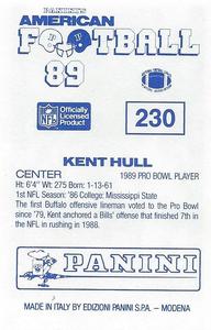 1989 Panini Stickers (UK) #230 Kent Hull Back