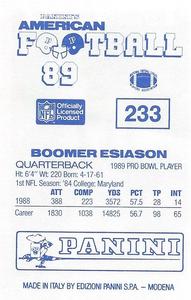 1989 Panini Stickers (UK) #233 Boomer Esiason Back