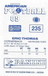 1989 Panini Stickers (UK) #235 Eric Thomas Back