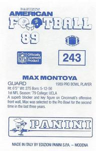1989 Panini Stickers (UK) #243 Max Montoya Back