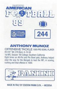 1989 Panini Stickers (UK) #244 Anthony Munoz Back