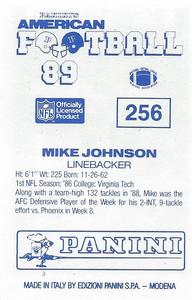 1989 Panini Stickers (UK) #256 Mike Johnson Back