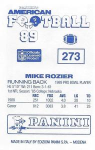 1989 Panini Stickers (UK) #273 Mike Rozier Back