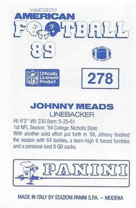 1989 Panini Stickers (UK) #278 Johnny Meads Back