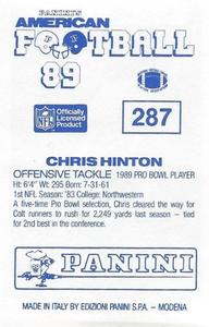 1989 Panini Stickers (UK) #287 Chris Hinton Back