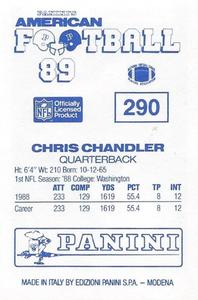 1989 Panini Stickers (UK) #290 Chris Chandler Back