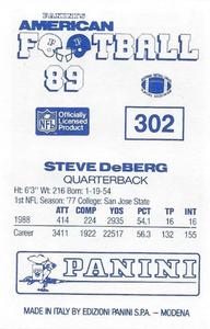 1989 Panini Stickers (UK) #302 Steve DeBerg Back