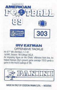 1989 Panini Stickers (UK) #303 Irv Eatman Back