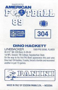 1989 Panini Stickers (UK) #304 Dino Hackett Back