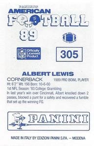 1989 Panini Stickers (UK) #305 Albert Lewis Back