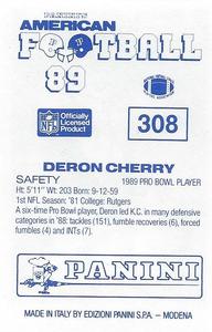 1989 Panini Stickers (UK) #308 Deron Cherry Back