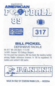 1989 Panini Stickers (UK) #317 Bill Pickel Back