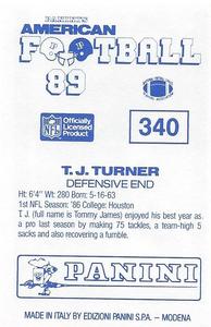 1989 Panini Stickers (UK) #340 T.J. Turner Back