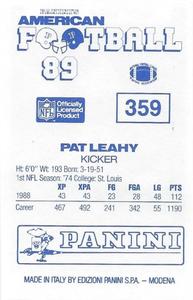 1989 Panini Stickers (UK) #359 Pat Leahy Back
