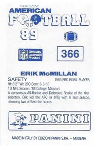 1989 Panini Stickers (UK) #366 Erik McMillan Back