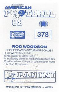 1989 Panini Stickers (UK) #378 Rod Woodson Back
