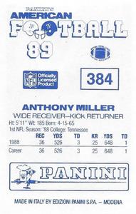 1989 Panini Stickers (UK) #384 Anthony Miller Back