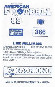 1989 Panini Stickers (UK) #386 Lee Williams Back