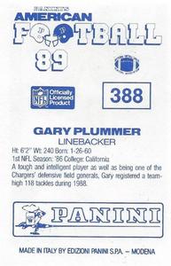 1989 Panini Stickers (UK) #388 Gary Plummer Back