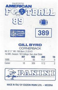 1989 Panini Stickers (UK) #389 Gill Byrd Back