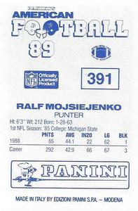 1989 Panini Stickers (UK) #391 Ralf Mojsiejenko Back