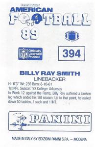 1989 Panini Stickers (UK) #394 Billy Ray Smith Back
