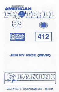 1989 Panini Stickers (UK) #412 Jerry Rice Back