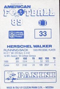 1989 Panini Stickers (UK) #33 Herschel Walker Back