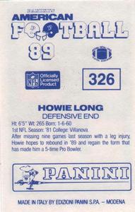 1989 Panini Stickers (UK) #326 Howie Long Back