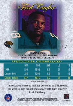 1998 Topps Gold Label - Class 3 #17 Fred Taylor Back