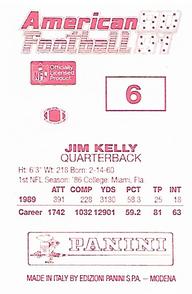 1990 Panini Stickers (UK) #6 Jim Kelly Back