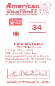 1990 Panini Stickers (UK) #34 Eric Metcalf Back