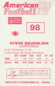 1990 Panini Stickers (UK) #98 Steve Beuerlein Back