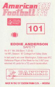 1990 Panini Stickers (UK) #101 Eddie Anderson Back