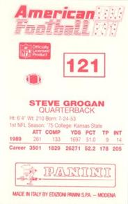 1990 Panini Stickers (UK) #121 Steve Grogan Back