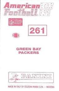 1990 Panini Stickers (UK) #261 Green Bay Packers Crest Back