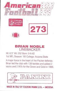 1990 Panini Stickers (UK) #273 Brian Noble Back