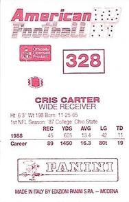 1990 Panini Stickers (UK) #328 Cris Carter Back