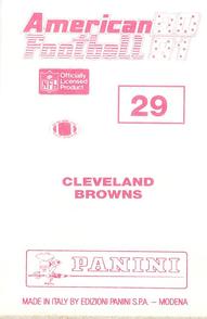 1990 Panini Stickers (UK) #29 Cleveland Browns Crest Back