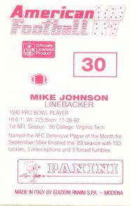 1990 Panini Stickers (UK) #30 Mike Johnson Back