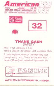 1990 Panini Stickers (UK) #32 Thane Gash Back