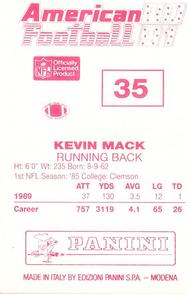 1990 Panini Stickers (UK) #35 Kevin Mack Back
