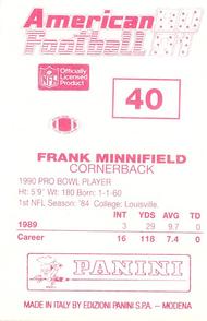 1990 Panini Stickers (UK) #40 Frank Minnifield Back