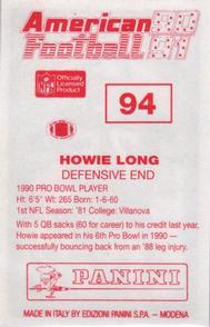 1990 Panini Stickers (UK) #94 Howie Long Back