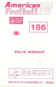 1990 Panini Stickers (UK) #186 Felix Wright Back